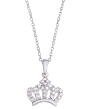 Diamond 1/5 ct t.w. Tiara Crown Pendant Necklace in Sterling Silver