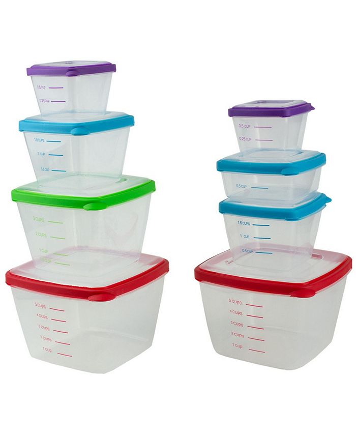 Home Basics HDS Trading Nesting Food Storage Container Set with MultiColor SnapOn Lids 16