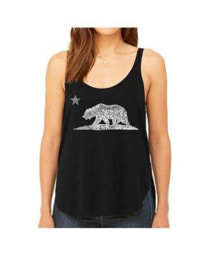 image of La Pop Art Women-s Premium Word Art Flowy Tank Top- California Bear
