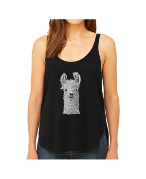image of La Pop Art Women-s Premium Word Art Flowy Tank Top- Llama