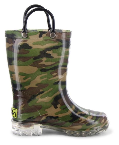 Детские ботинки Western Chief Lighted Camo Rain Boot, цвет: Зелёный