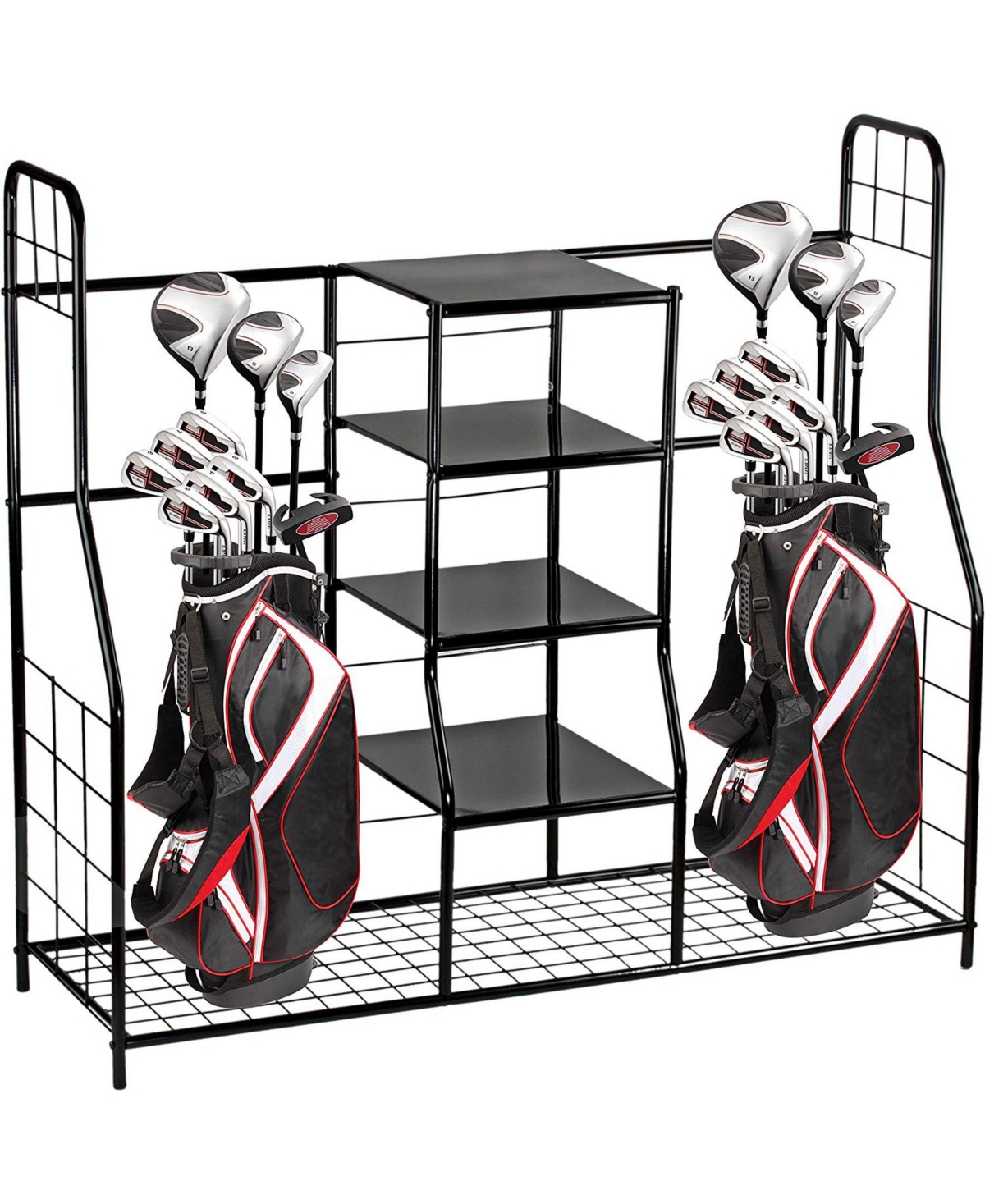 Golf Bag Sports Dual Golf Storage Organizer - Golf Organizer Rack for Indoor & Outdoor - Large Capacity Garage Sports Equipment Organizer - Black