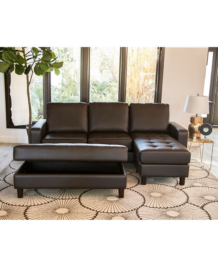 Abbyson Living Houston Tufted Leather Sectional & Ottoman Set Macy's