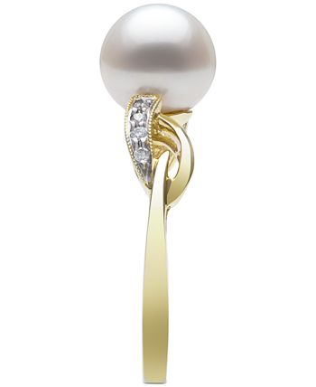 Belle de Mer - Cultured Freshwater Pearl (8mm) & Diamond (1/20 ct. t.w.) Ring in 14k Gold