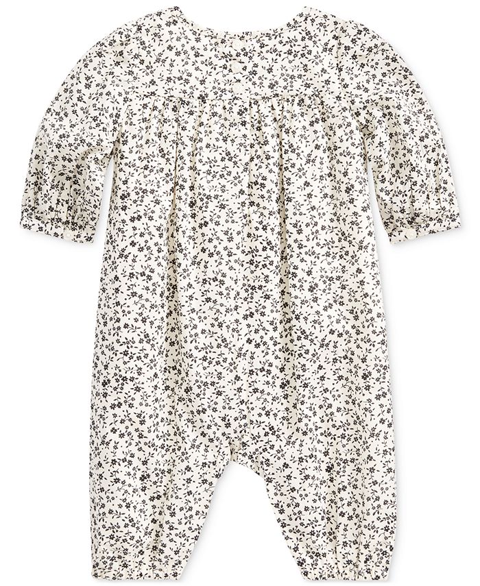 Polo Ralph Lauren Baby Girls Floral-Print Cotton Coverall - Macy's