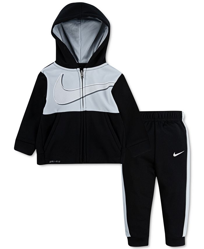 Nike Baby Boys 2-Pc. Colorblocked Therma Fleece Zip Hoodie & Pants Set ...