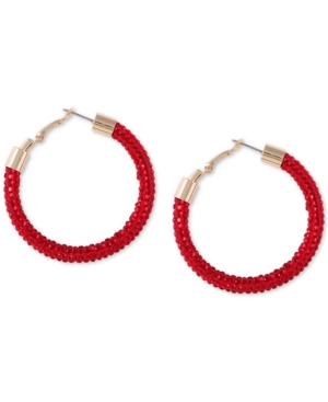 image of Guess Medium Crushed-Crystal Hoop Earrings 2