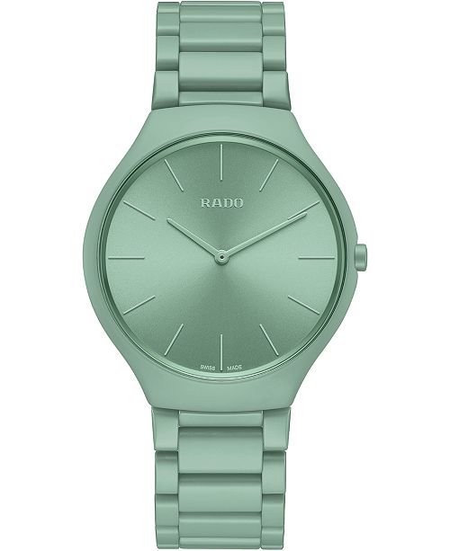Rado Unisex Swiss True Thinline Les Couleurs Le Corbusier Green High Tech Ceramic Bracelet Watch 39mm Reviews All Fine Jewelry Jewelry Watches Macy S