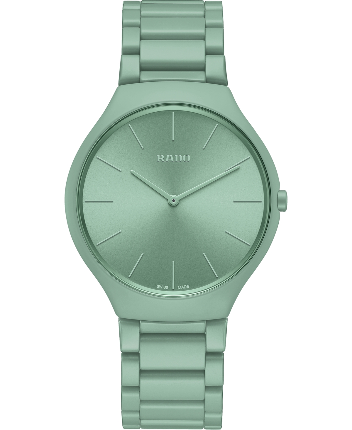 Rado Unisex Swiss True Thinline Les Couleurs Le Corbusier Green High-tech Ceramic Bracelet Watch 39mm
