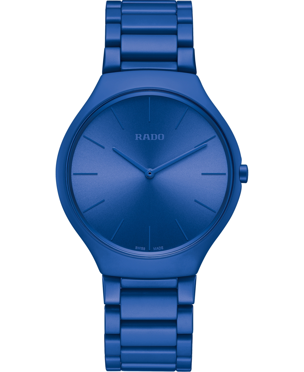 Rado Unisex Swiss True Thinline Les Couleurs Le Corbusier Blue High-tech Ceramic Bracelet Watch 39mm