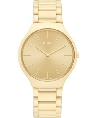 Rado - Unisex Swiss True Thinline Les Couleurs Le Corbusier Gold-Tone High-Tech Ceramic Bracelet Watch 39mm