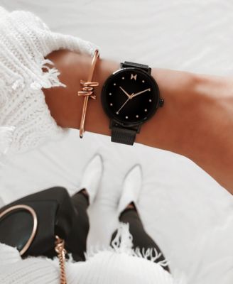 MVMT Women's Dot Spin Black Stainless Steel Mesh Bracelet Watch 36mm