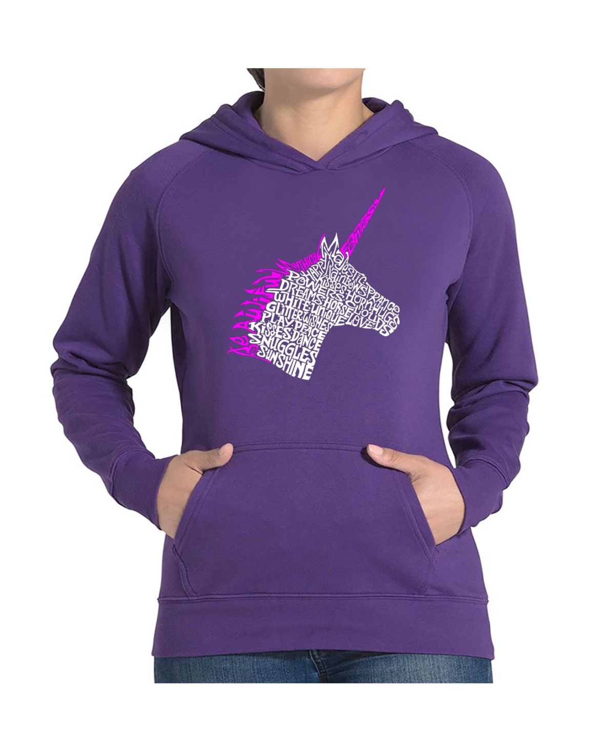 La Pop Art Women's Word Art Hooded Sweatshirt -Unicorn
