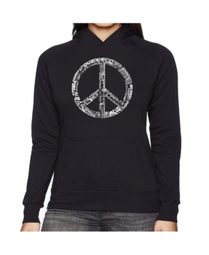 image of La Pop Art Women-s Word Art Hooded Sweatshirt -The Word Peace In 77 Languages