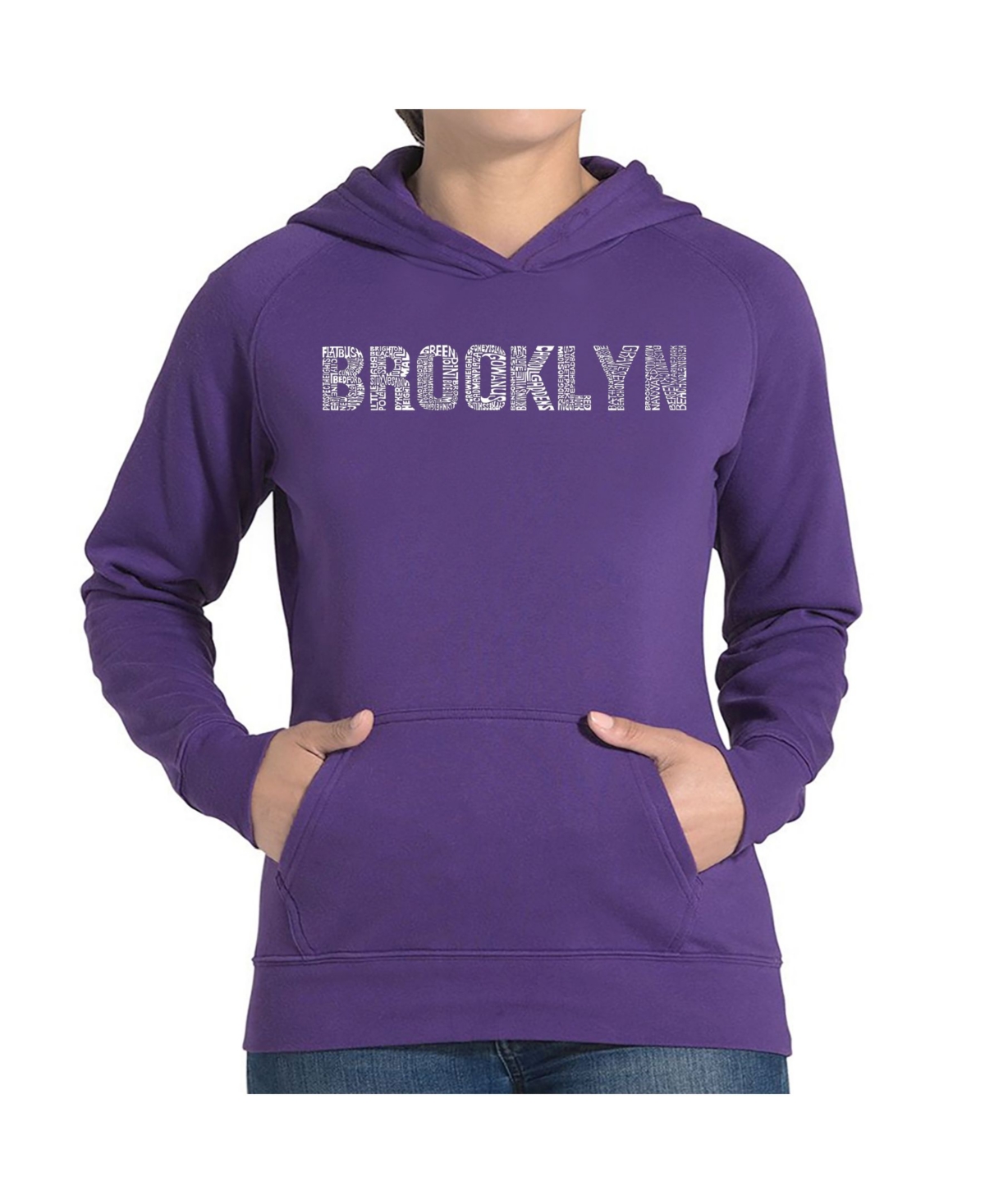 La Pop Art Women's Word Art Hooded Sweatshirt -Brooklyn Neighborhoods