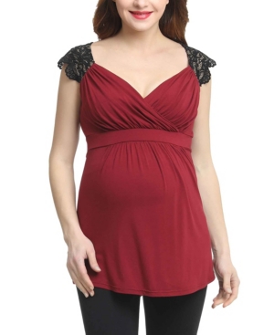 image of Kimi + Kai Jeanette Maternity Nursing Lace Accent Top