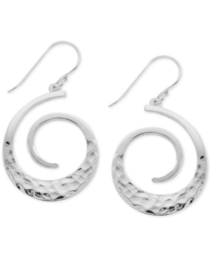 image of Essentials Textured Swirl Drop Earrings in Fine Silver-Plate