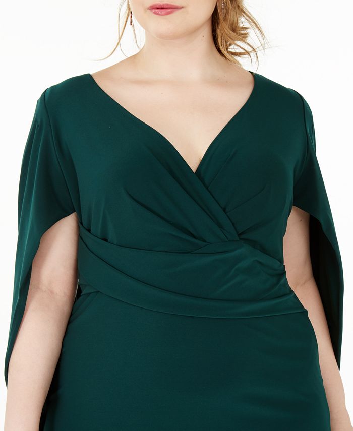 betsy and adam plus size capelet gown