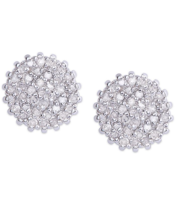 Macy's Diamond 1/2 ct. t.w. Round Cluster Stud Earrings in Sterling Silver Macy's