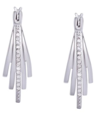 Macy's Diamond 1/10 ct. t.w. Multi Row Hoop Earrings in Sterling Silver