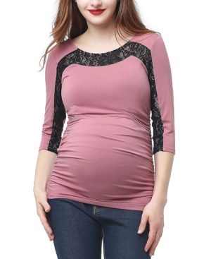 image of Kimi + Kai Bernadette Lace Accent Matrnity Top