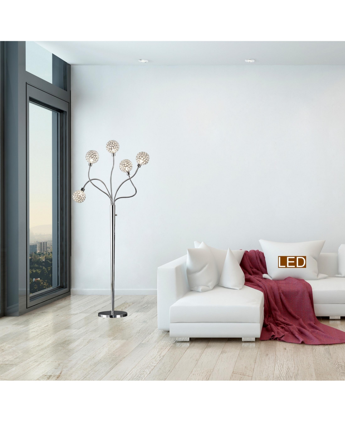 Artiva Usa Soho H Led Modern 5-Light Crystal Balls Floor Lamp with Dimmer