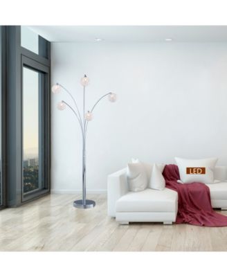 Manhattan Quan 84" 5-Arch Crystal Ball LED Floor Lamp with Dimmer