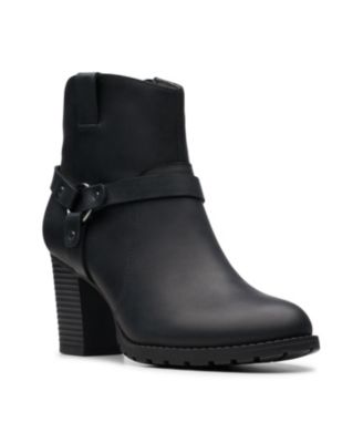 clarks womens black booties