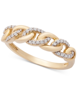 image of Wrapped Diamond Link Detail Statement Ring (1/6 ct. t.w.) in 14k Gold, Created for Macy-s