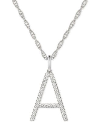 Macy's - Diamond Initial 18" Pendant Necklace (1/6 to 1/3 ct. t.w.) in 14K White Gold