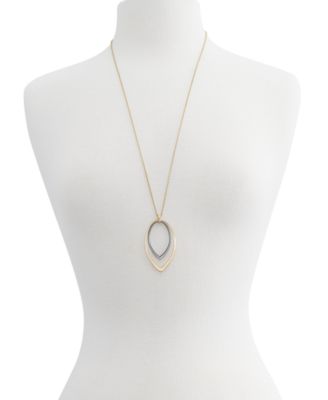Lucky Brand Two-Tone Double-Teardrop Pendant Necklace, 30" + 2" extender