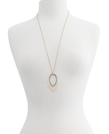 Lucky Brand - Two-Tone Double-Teardrop Pendant Necklace, 30" + 2" extender