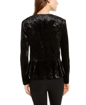 INC International Concepts INC Petite Crushed-Velvet Peplum Jacket, Created For Macy's