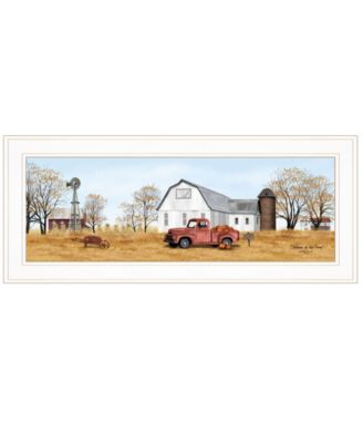 Autumn on Farm by Billy Jacobs, Ready to hang Framed Print, White Frame, 27" x 11"