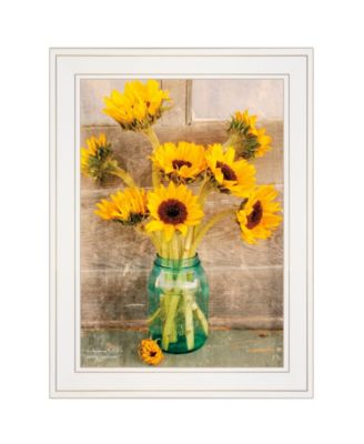 Country Sunflowers I by Anthony Smith, Ready to hang Framed print, White Frame, 15" x 19"