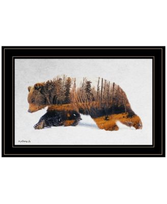 Traveling Bear by andreas Lie, Ready to hang Framed Print, Black Frame, 21" x 15"