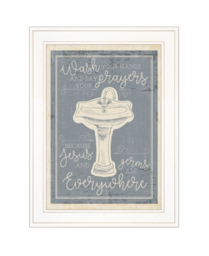 Trendy Decor 4u Wash Your Hands By Misty Michelle, Ready To Hang Framed Print, White Frame, 15" X 21" In Multi