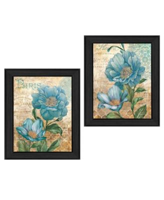 Paris Blue Collection By Ed Wargo, Printed Wall Art, Ready to hang, Black Frame, 30" x 19"