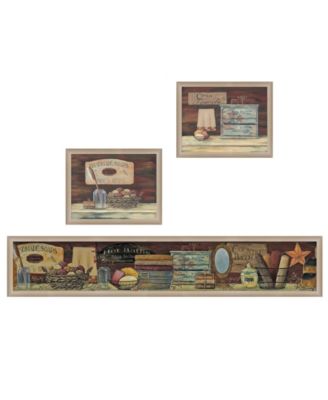 COUNTRY BATH II 3-Piece Vignette by Pam Britten, Taupe Frame, 39" x 14"