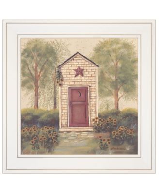 Folk Art Outhouse III by Pam Britton, Ready to hang Framed Print, White Frame, 15" x 15"