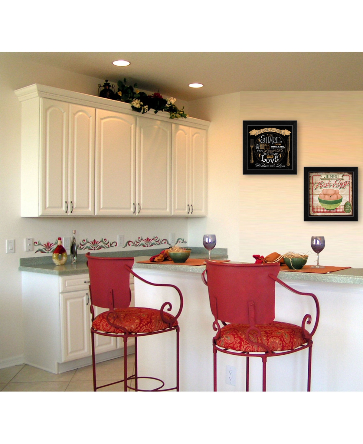 Trendy Decor 4U Around the Table Collection By Mollie B. and D. Strain, Printed Wall Art, Ready to hang, Black Frame,