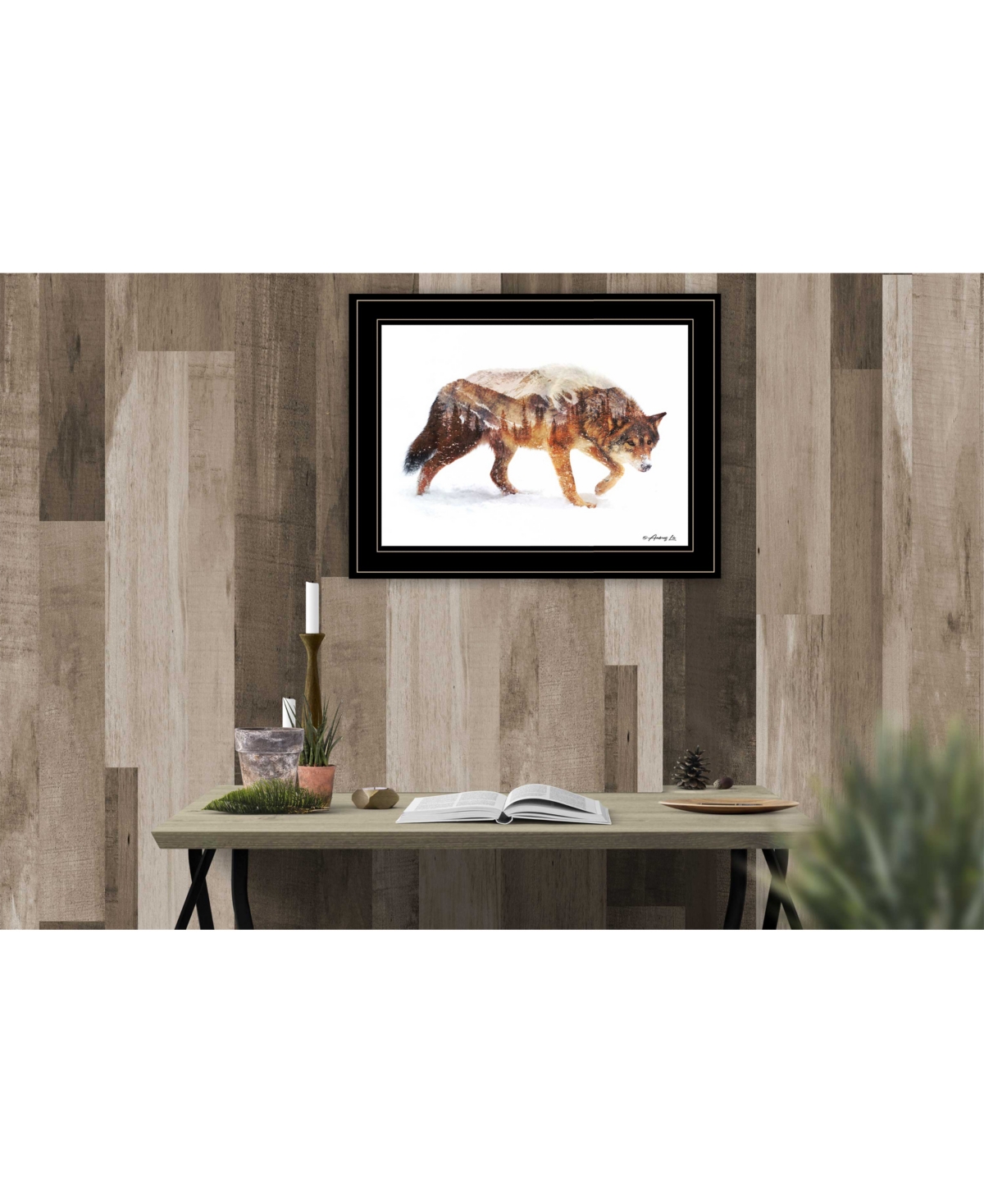 Trendy Decor 4U Arctic Wolf by andreas Lie, Ready to hang Framed Print, Black Frame,