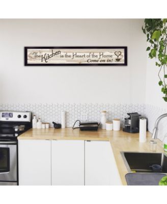 Trendy Decor 4U Kitchen Is The Heart of The Home by Millwork Engineering, Ready to hang Framed Print, Black Frame, 32" x 7"