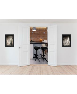 Moody Gray Glassware Still Life 2-Piece Vignette by Bluebird Barn, Black Frame, 15" x 19"