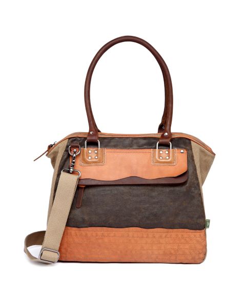 Женская сумка TSD BRAND Tapa Canvas Satchel, цвет: Коричневый