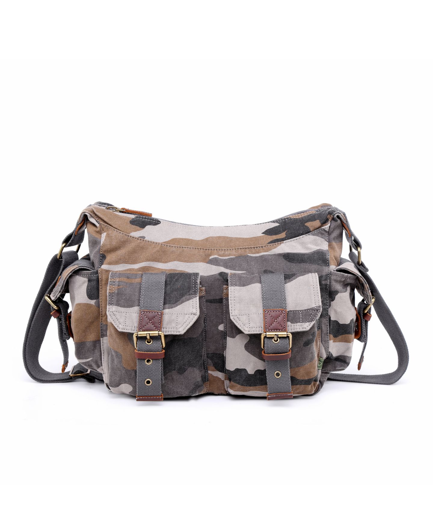 Женская сумка TSD BRAND Camo Canvas Messenger, цвет: Серый — фото 1