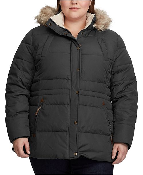 Lauren Ralph Lauren Plus Size Interior Drawstring Down Jacket