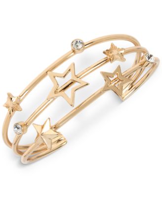 BCBGeneration - Gold-Tone Crystal & Star Triple-Row Cuff Bracelet