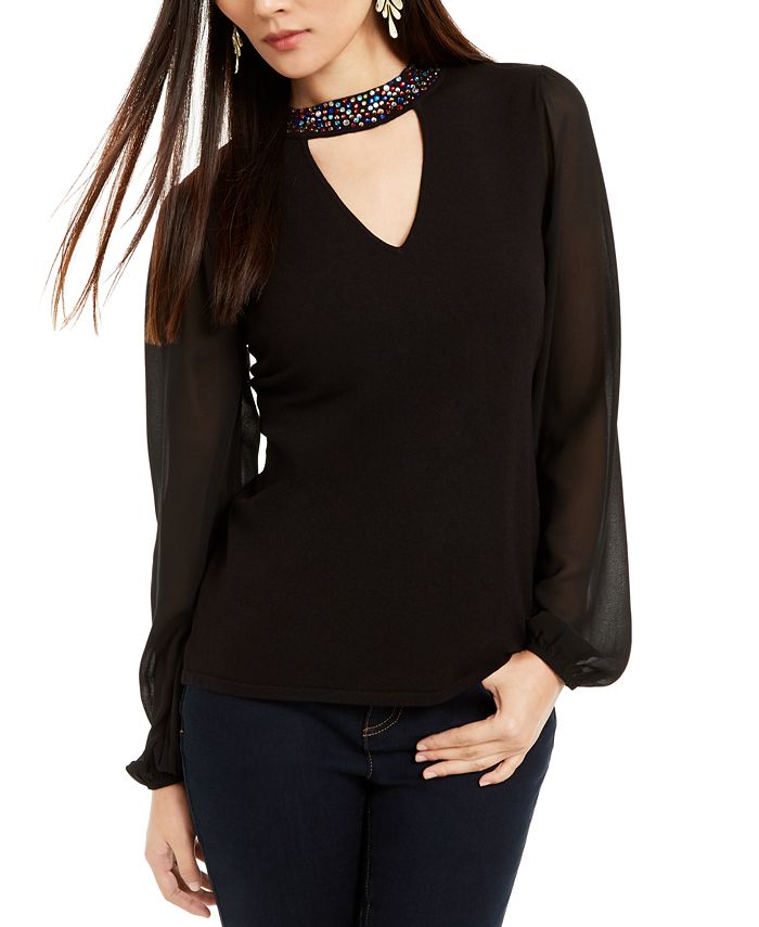 INC International Concepts INC Embellished Choker Sweater Created