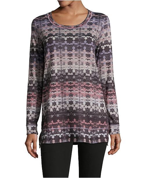 John Paul Richard Printed Crewneck Top Reviews Tops Women